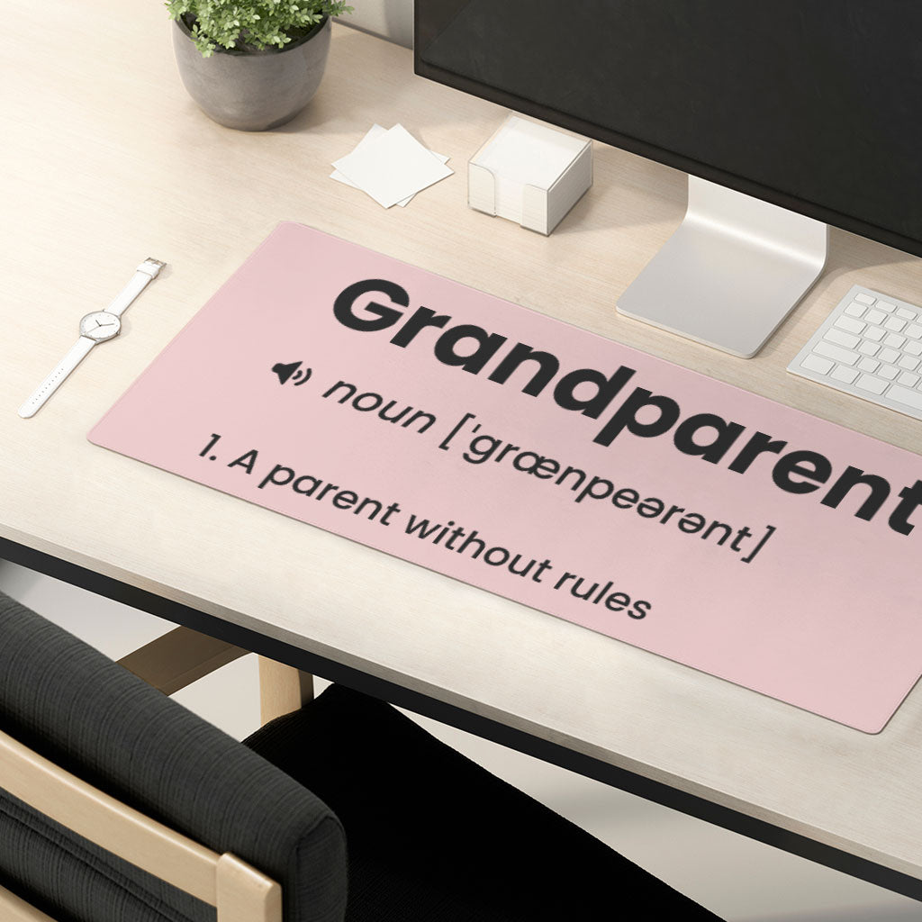 Grandparent Definition Desk Mat - Minimalist Desk Pad - Word Print Laptop Desk Mat