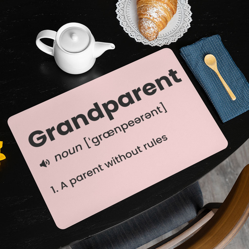 Grandparent Definition Placemats 2 PCS - Minimalist Placemats for Kitchen Table - Word Print Table Mats