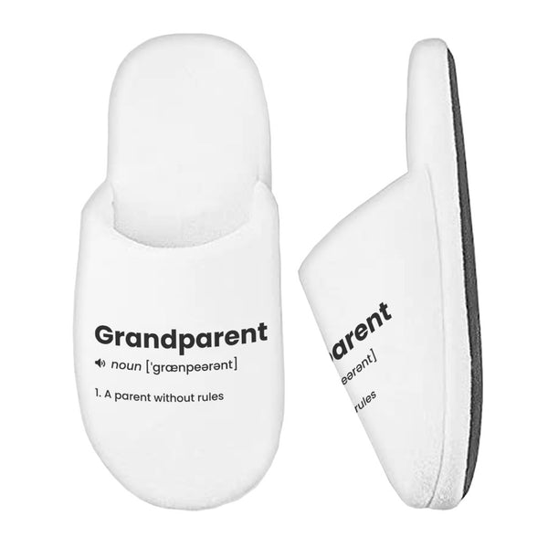 Grandparent Definition Memory Foam Slippers - Minimalist Slippers - Word Print Slippers