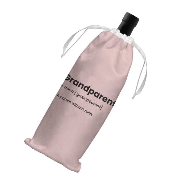 Grandparent Definition Wine Tote Bag - Minimalist Wine Tote Bag - Word Print Wine Tote Bag