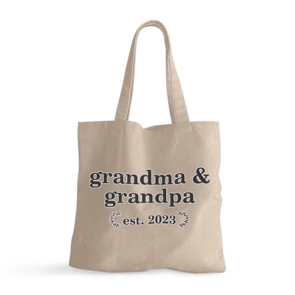 Grandma and Grandpa Small Tote Bag - Word Art Shopping Bag - Unique Tote Bag