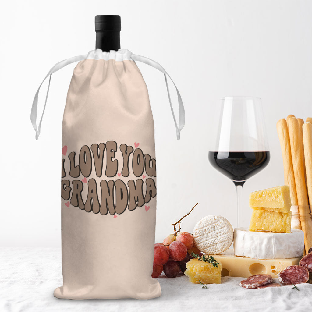 I Love You Grandma Wine Tote Bag - Unique Wine Tote Bag - Graphic Wine Tote Bag