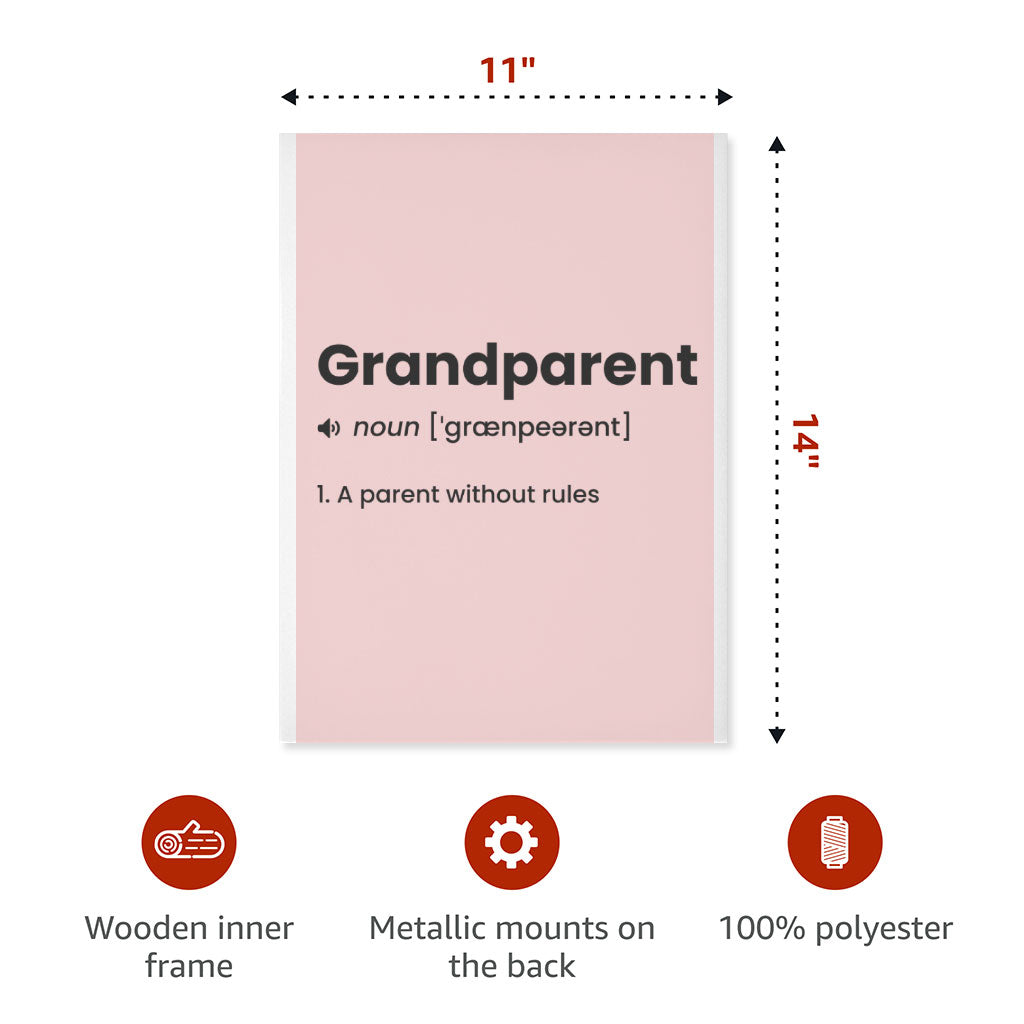 Grandparent Definition Wall Picture - Minimalist Stretched Canvas - Word Print Wall Art