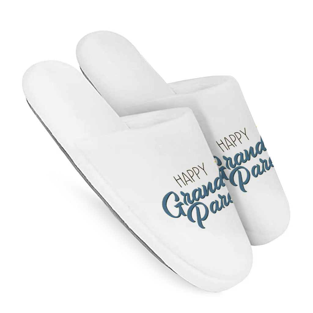 Happy Grandparents Memory Foam Slippers - Word Print Slippers - Cute Slippers