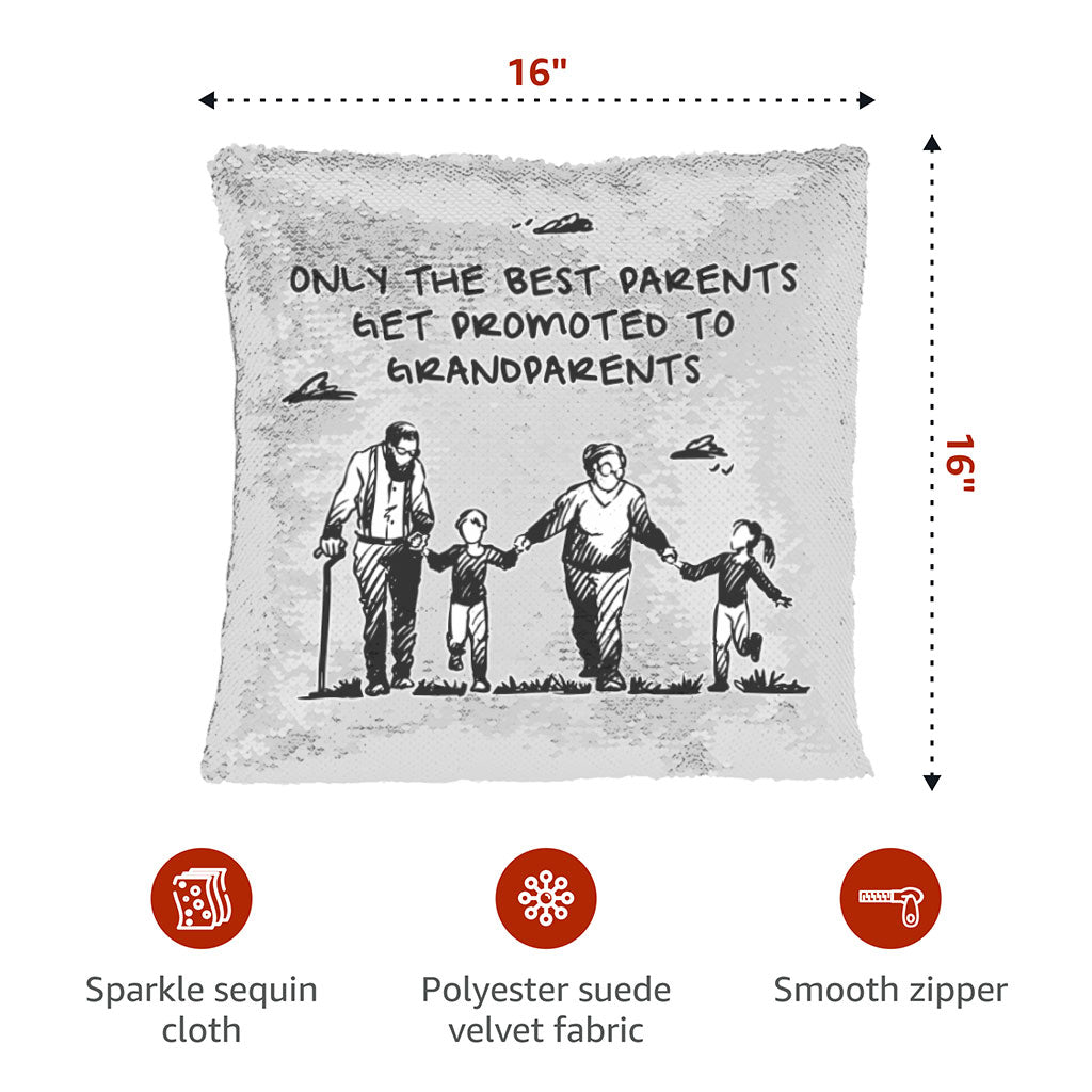 Get Promoted to Grandparents Sequin Pillow Case - Illustration Pillow Case - Art Pillowcase