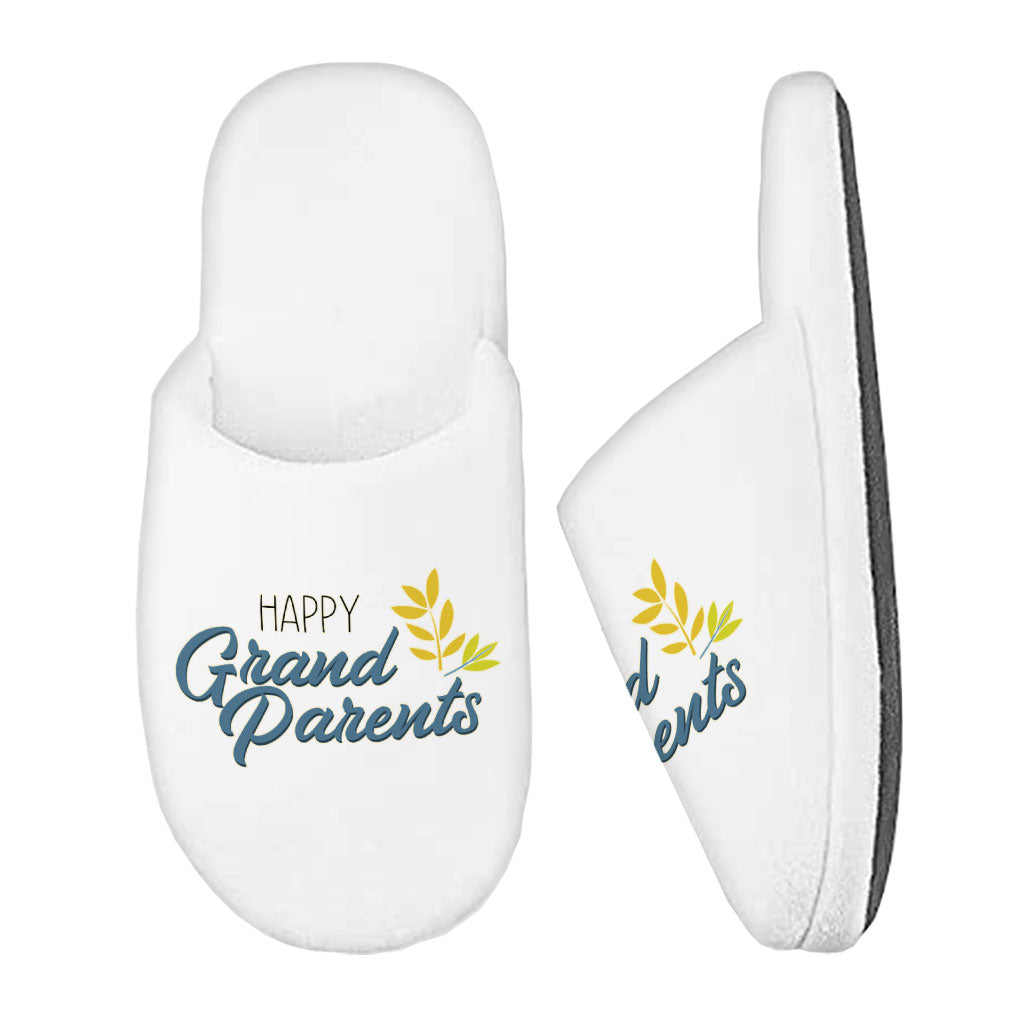 Happy Grandparents Memory Foam Slippers - Word Print Slippers - Cute Slippers