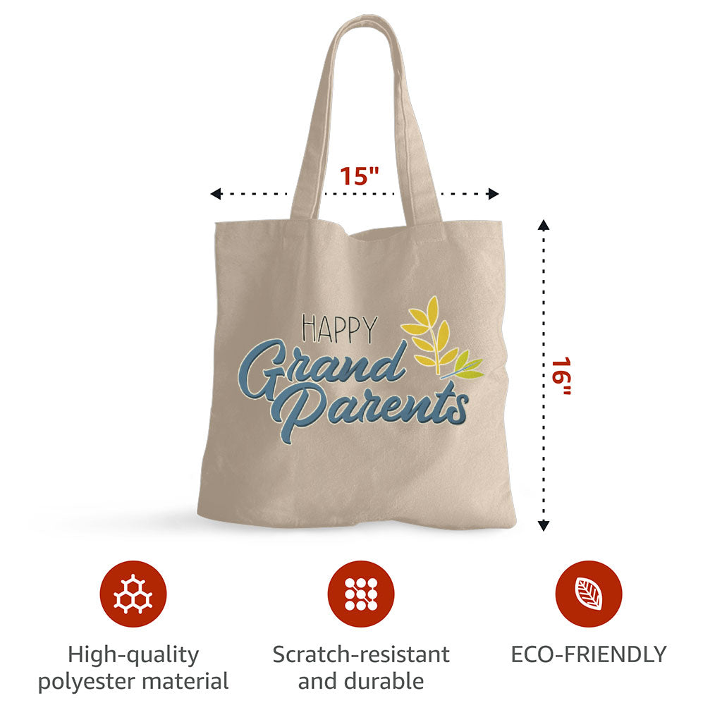 Happy Grandparents Small Tote Bag - Word Print Shopping Bag - Cute Tote Bag