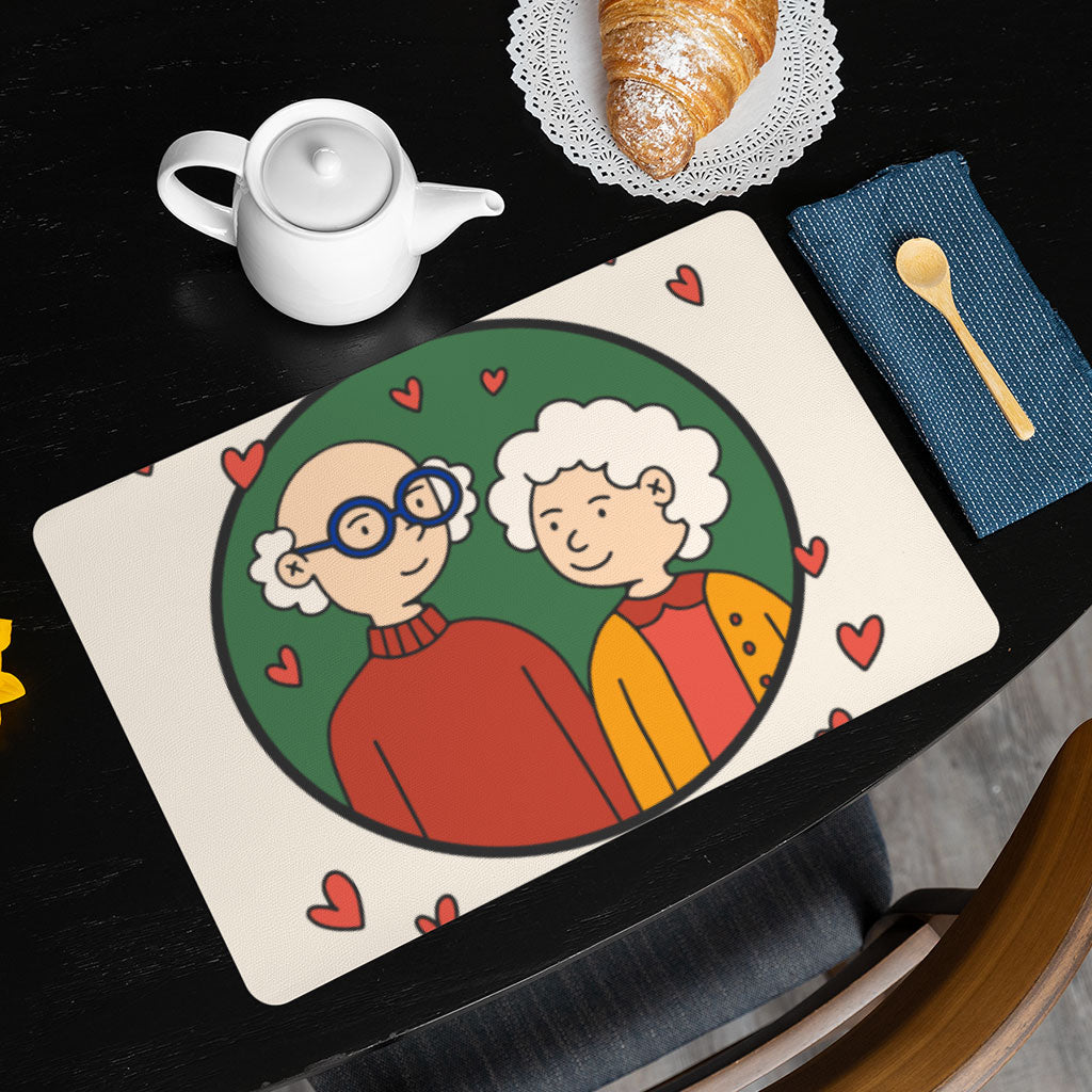 Cute Grandparents Placemats 2 PCS - Graphic Placemats for Kitchen Table - Portrait Table Mats